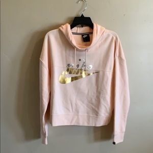 Pink, Gold, and Silver Cropped Nike Hoodie!